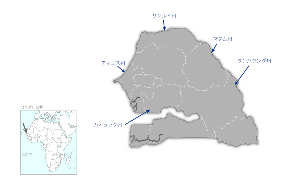 地方村落給水計画（2004年度・第1期）の協力地域の地図