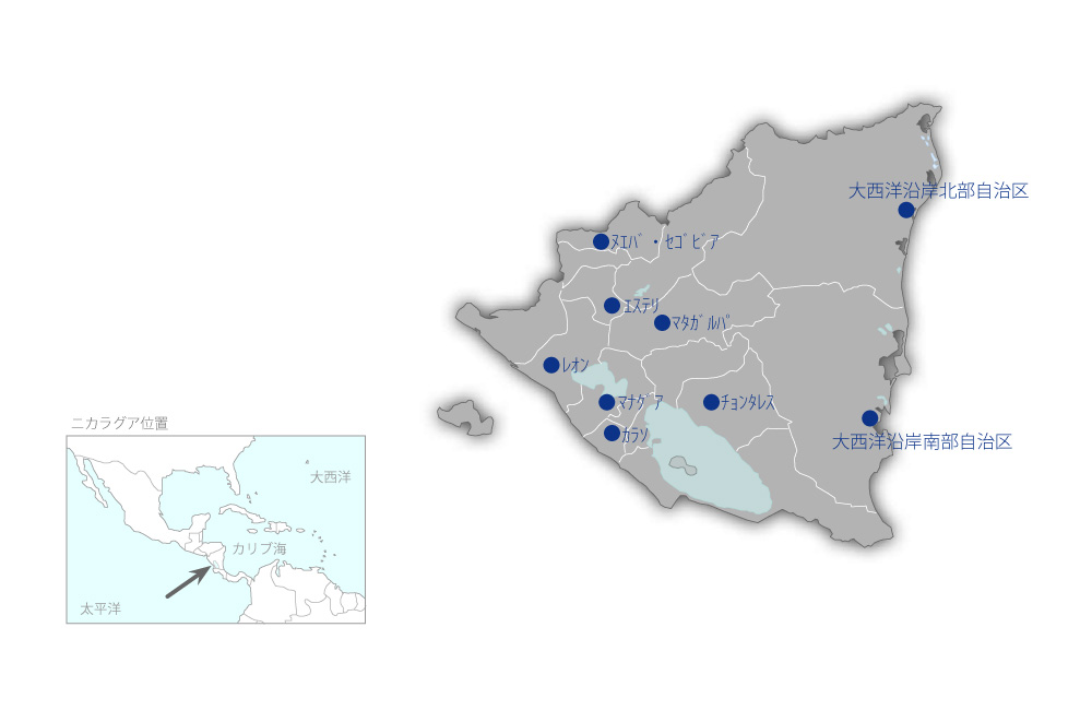 看護教育機材整備計画の協力地域の地図