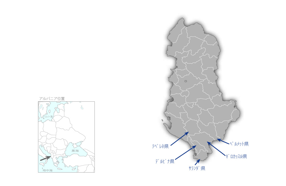 南部地域病院医療機材整備計画の協力地域の地図