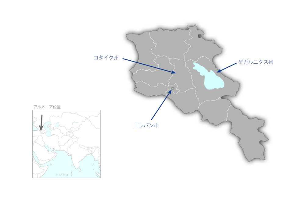 産科業務改善計画の協力地域の地図