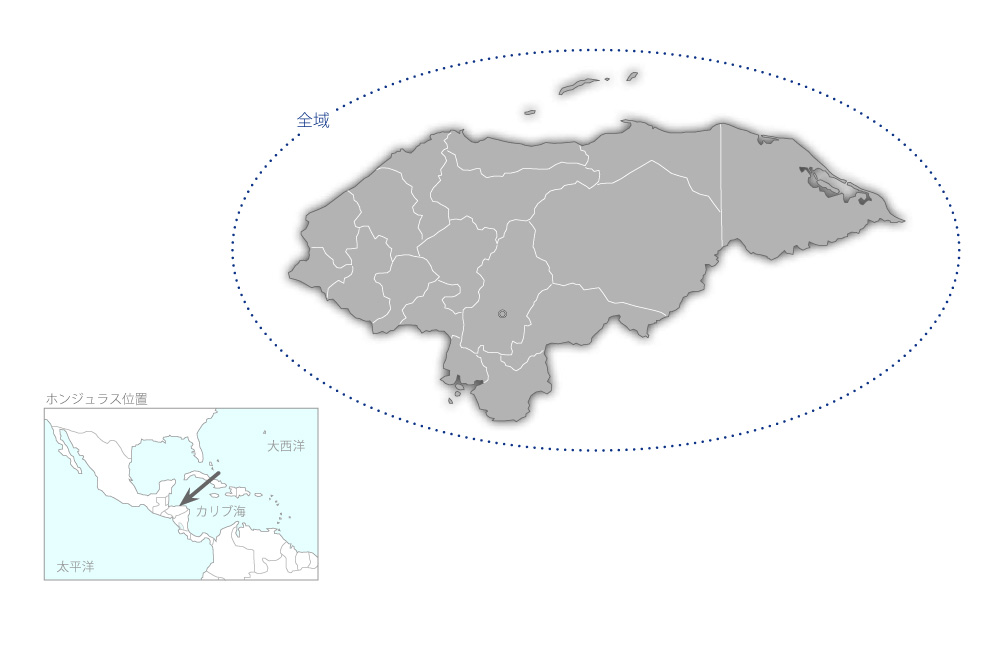 全国公衆衛生検査所機材整備計画の協力地域の地図