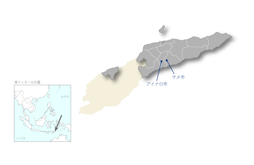 サメ・アイナロ上水整備計画の協力地域の地図
