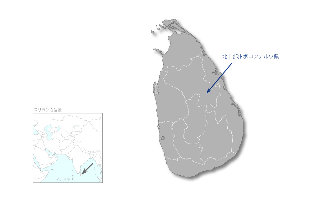 マナンピティヤ新幹線道路橋梁建設計画の協力地域の地図