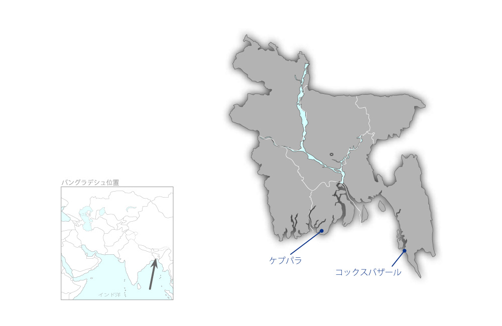 コックスバザール及びケプパラ気象レーダー整備計画（第1期）の協力地域の地図