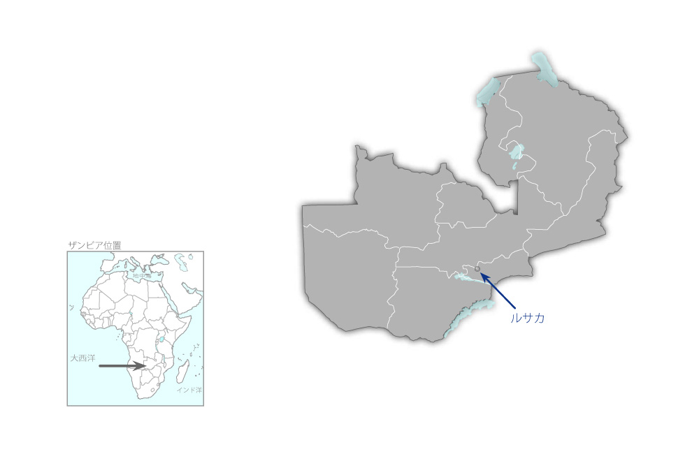 第三次ルサカ市道路網整備計画の協力地域の地図