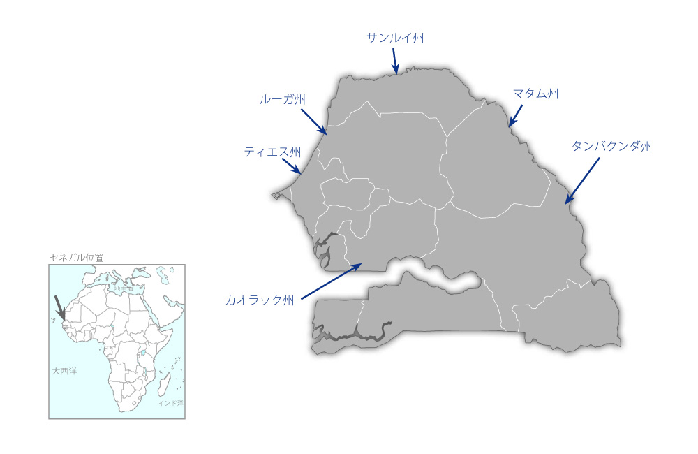 地方村落給水計画（2005年度・第2期）の協力地域の地図