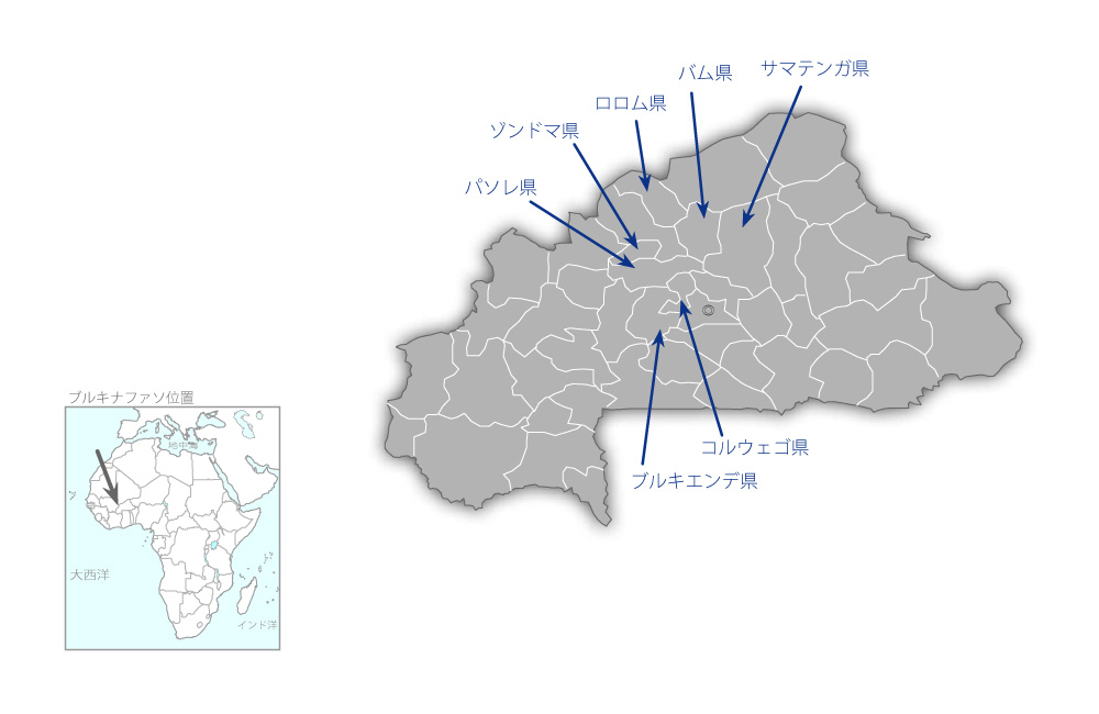 第三次小学校建設計画（第1期）の協力地域の地図