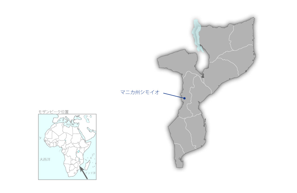 シモイオ初等教育教員養成学校建設計画の協力地域の地図