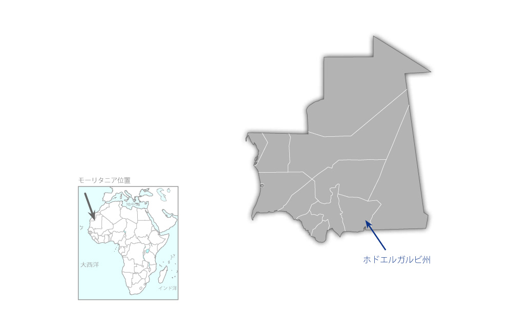 南部地方飲料水供給計画（2）の協力地域の地図