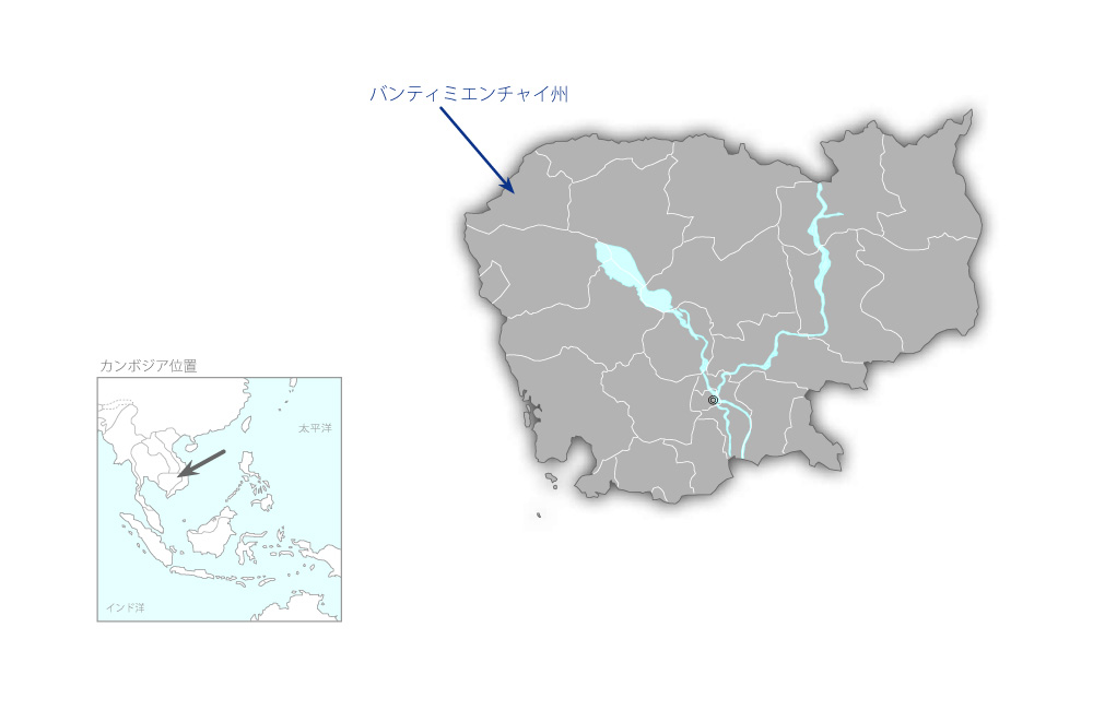 バンティミエンチャイ州モンゴルボレイ病院整備計画の協力地域の地図