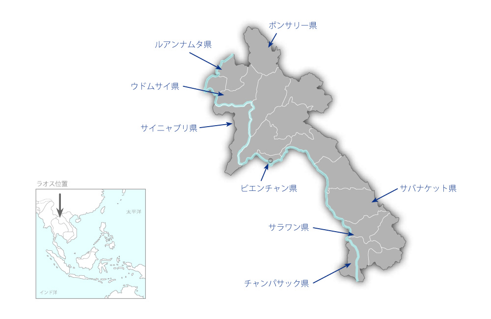 郡病院改善計画（第1期）の協力地域の地図