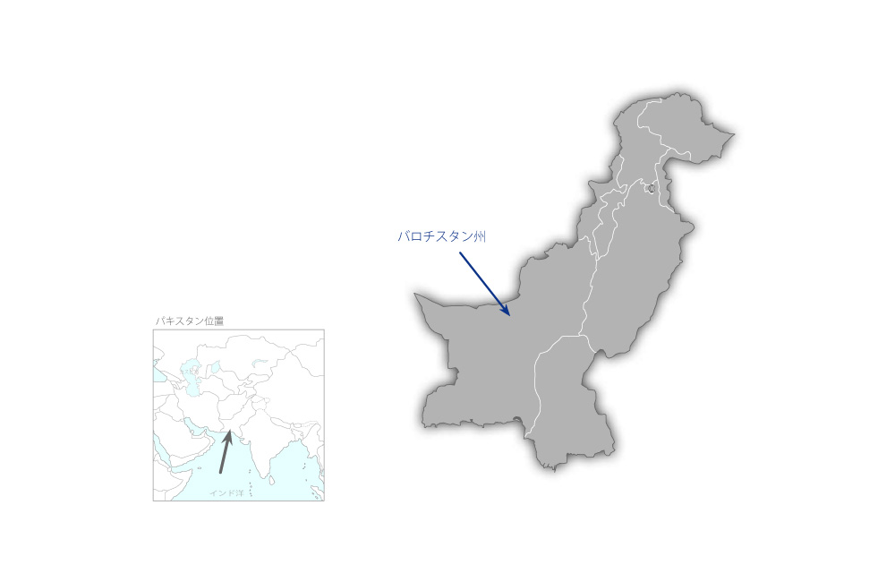 国道二十五号線（カラロ-ワッド間）改修計画の協力地域の地図