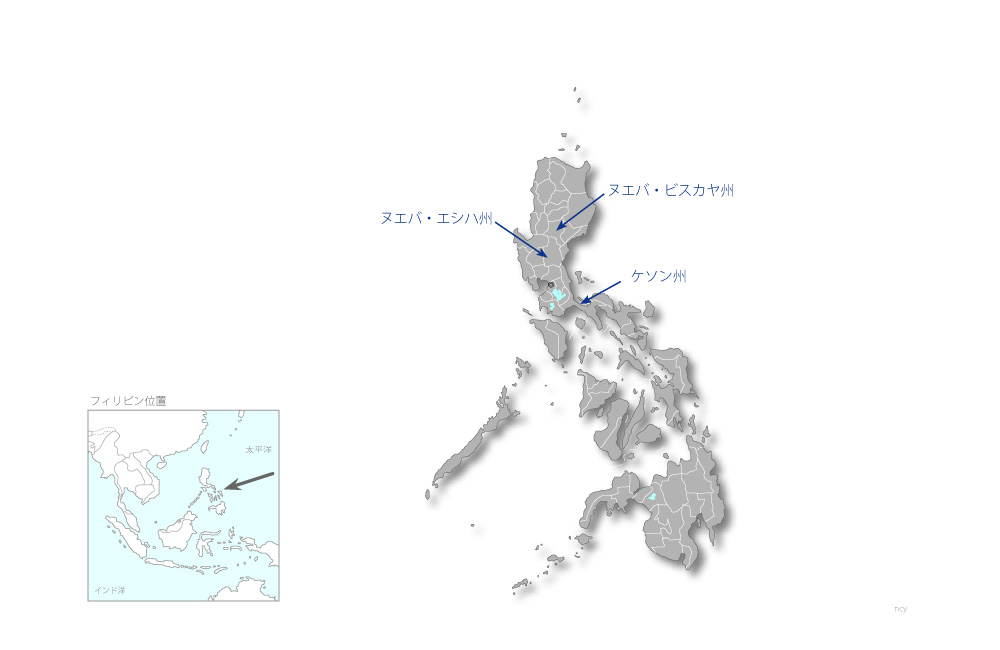 治水行政機能強化プロジェクトの協力地域の地図