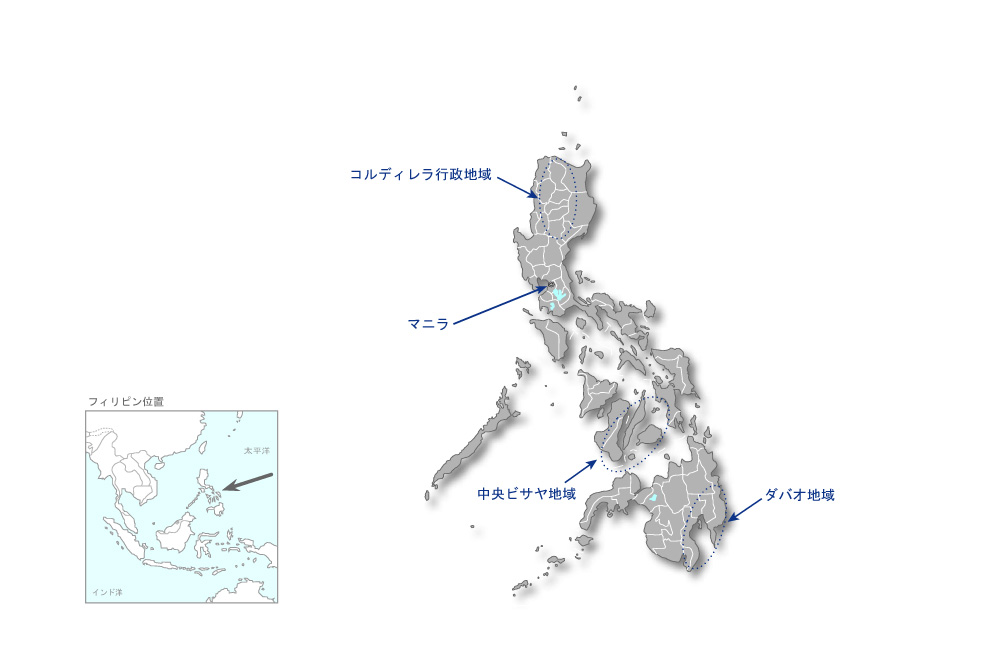 道路・橋梁の建設・維持に係る品質管理向上プロジェクトの協力地域の地図