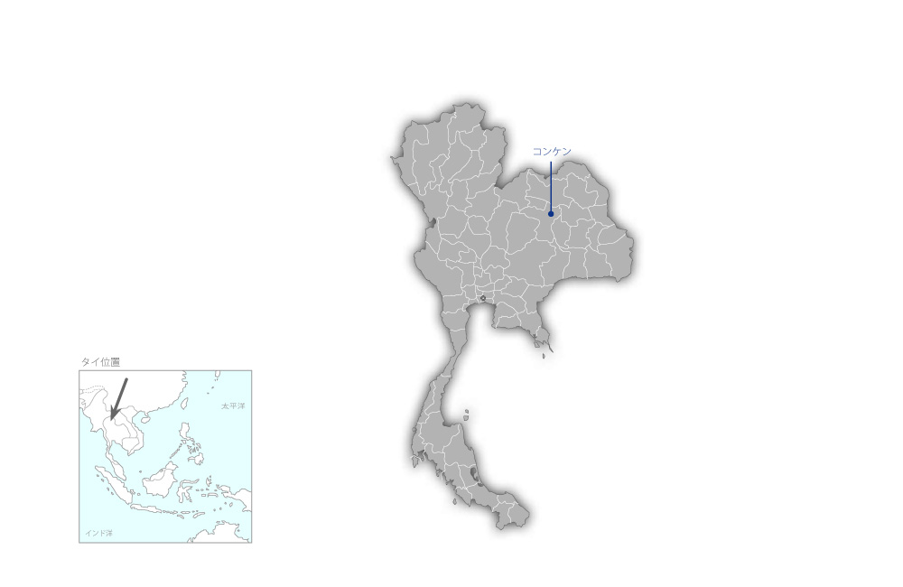 東北タイ牧草種子生産開発計画プロジェクトの協力地域の地図