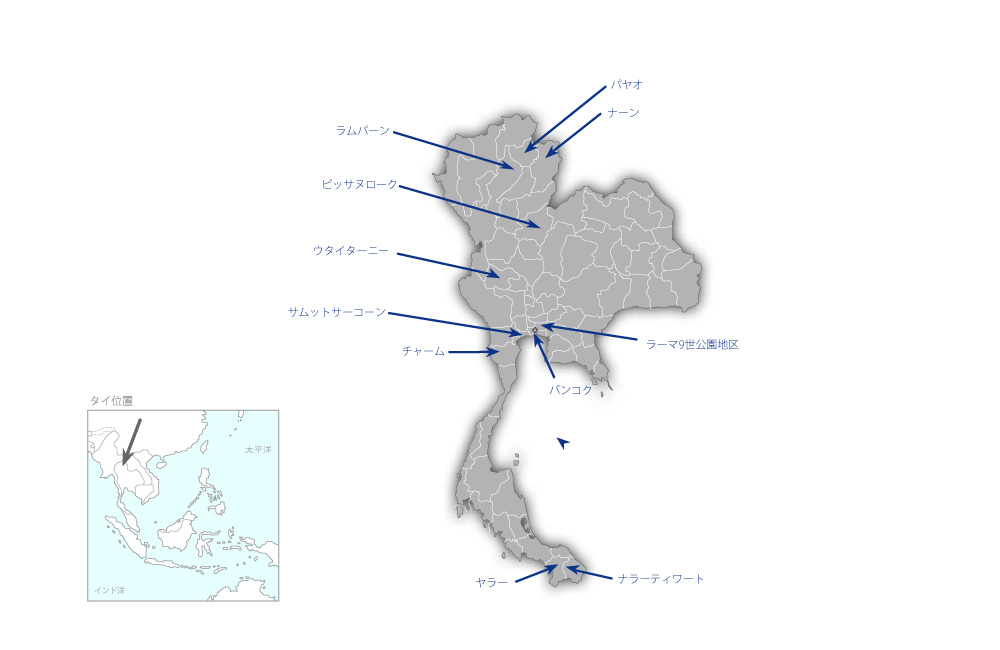 土地区画整理促進プロジェクトの協力地域の地図