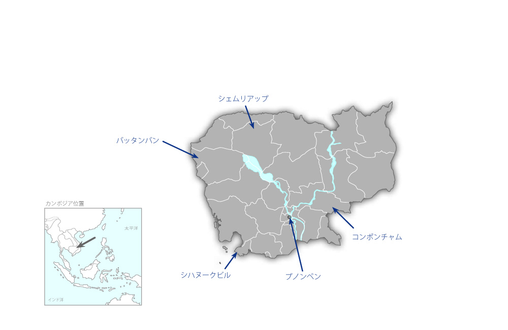 地方行政能力向上プロジェクトの協力地域の地図