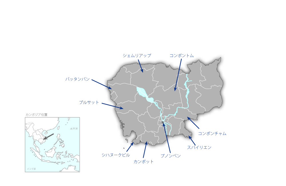 水道事業人材育成プロジェクトフェーズ2の協力地域の地図