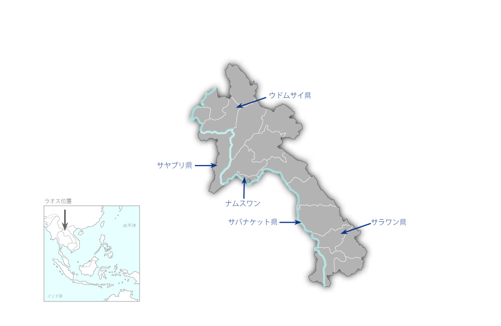 養殖改善・普及計画プロジェクト（フェーズ2）の協力地域の地図