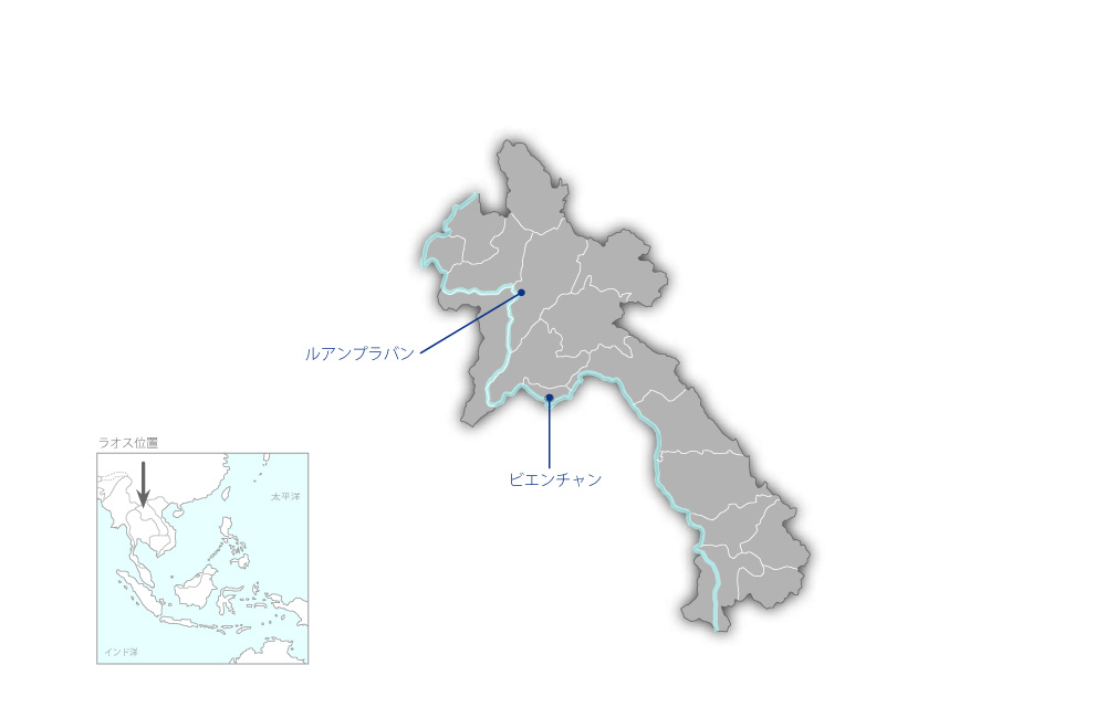 森林管理・住民支援プロジェクトの協力地域の地図