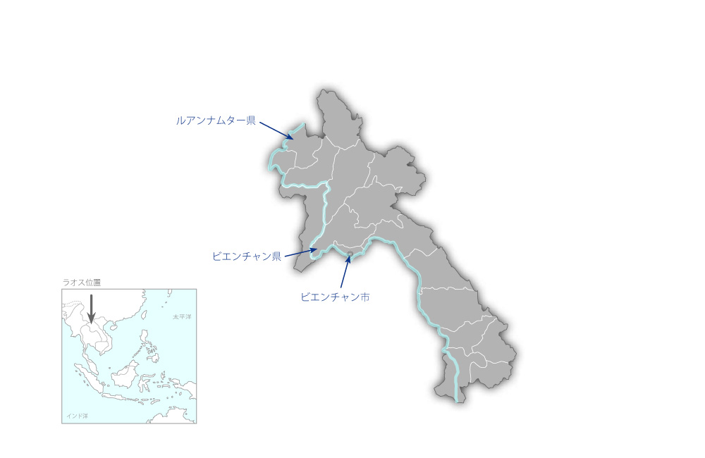 稲種子増殖普及システム改善計画プロジェクトの協力地域の地図