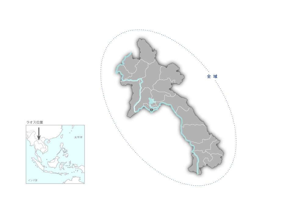 森林戦略実施促進プロジェクトの協力地域の地図