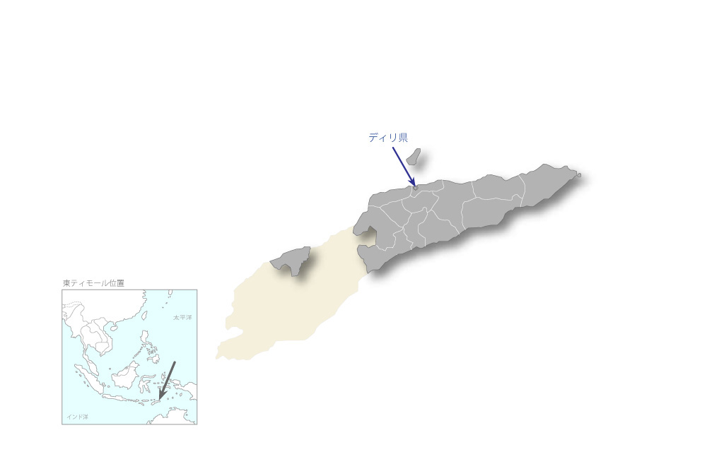 東ティモール大学工学部支援プロジェクトの協力地域の地図