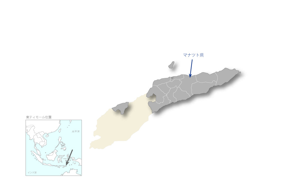 マナツト県灌漑稲作プロジェクトの協力地域の地図