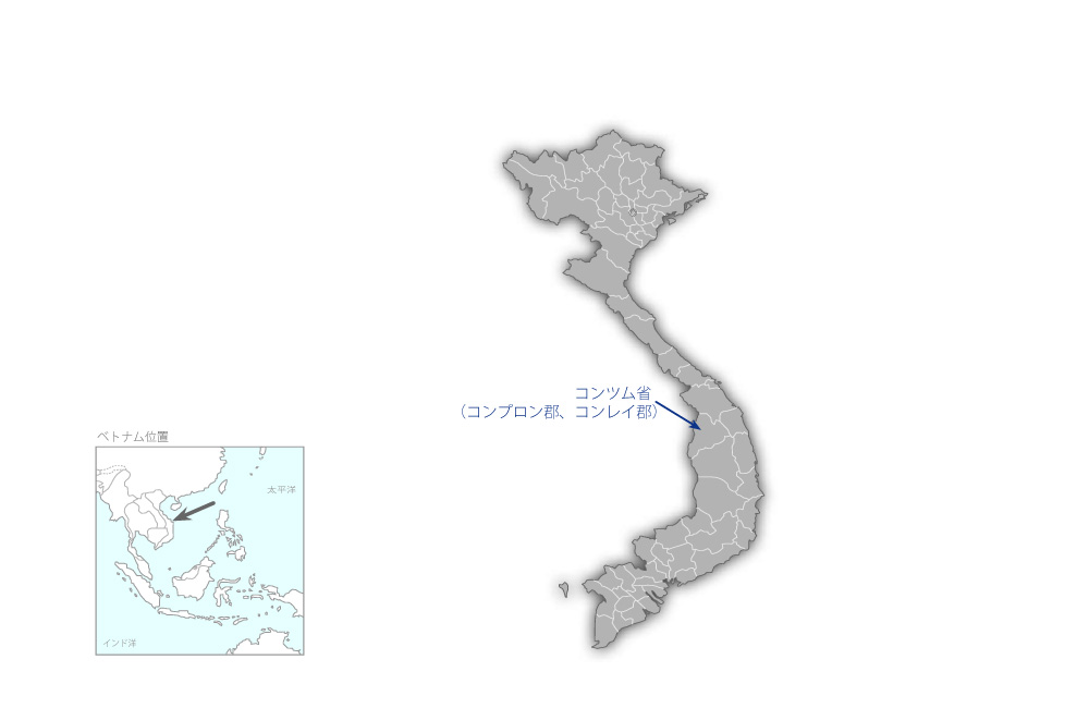 中部高原地域持続的森林管理・住民支援プロジェクトの協力地域の地図