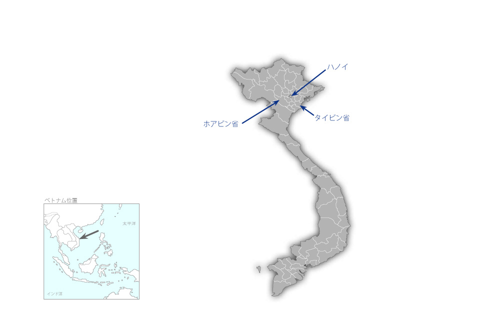 農民組織機能強化計画プロジェクトの協力地域の地図