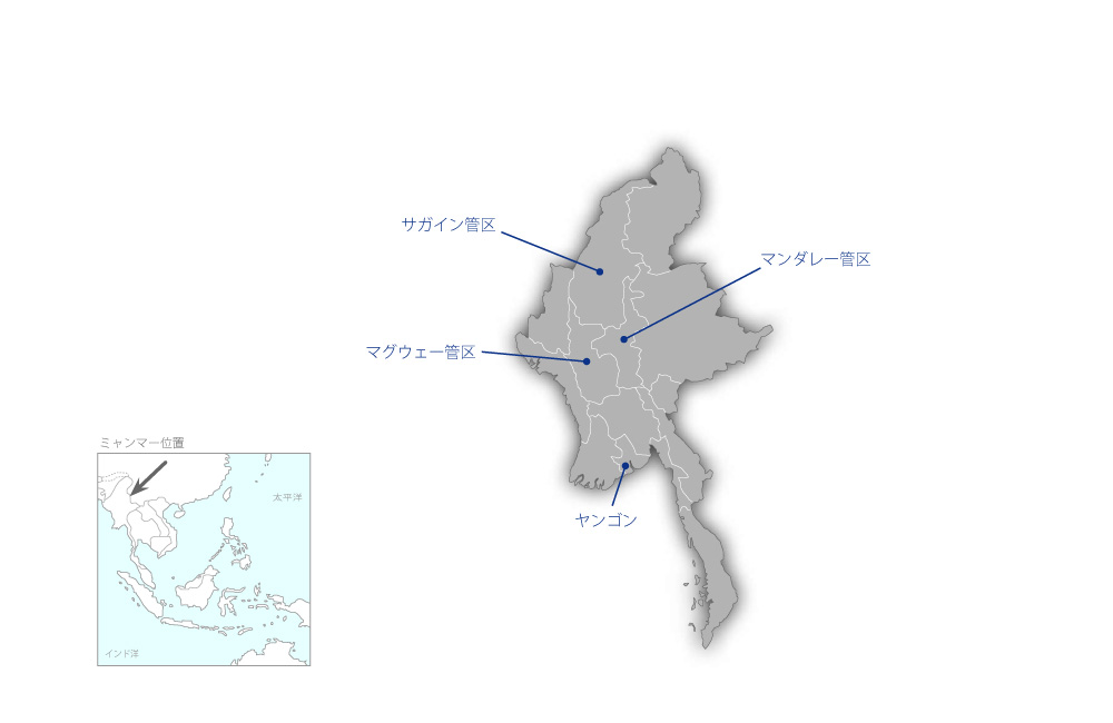 ハンセン病対策・基礎保健サービス改善プロジェクトの協力地域の地図