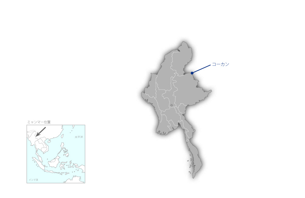 コーカン特別区麻薬対策・貧困削減プロジェクトの協力地域の地図