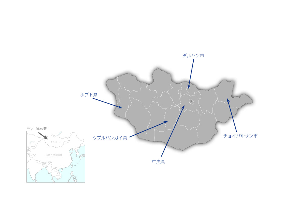 税務行政強化プロジェクトの協力地域の地図