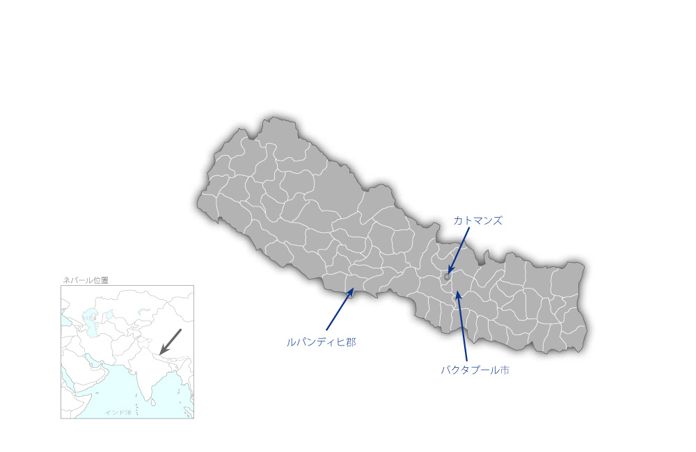 地域の結核及び肺の健康プロジェクトの協力地域の地図