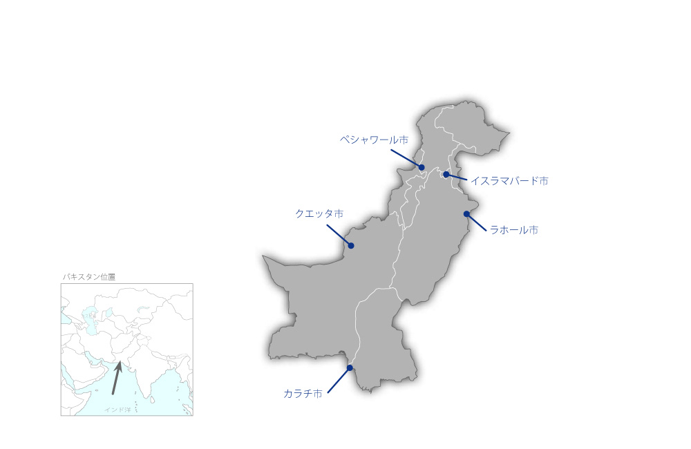 環境モニタリング支援プロジェクトの協力地域の地図