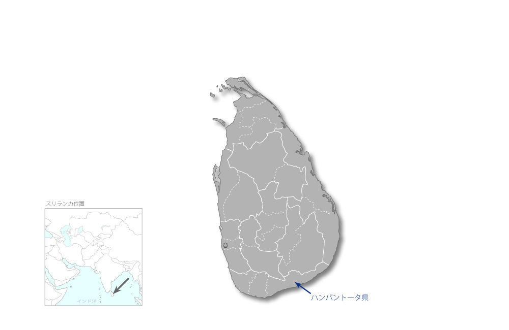 南部地域の村落生活向上プロジェクトの協力地域の地図