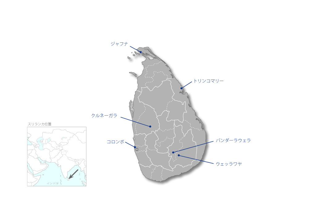 学校運営改善プロジェクトの協力地域の地図