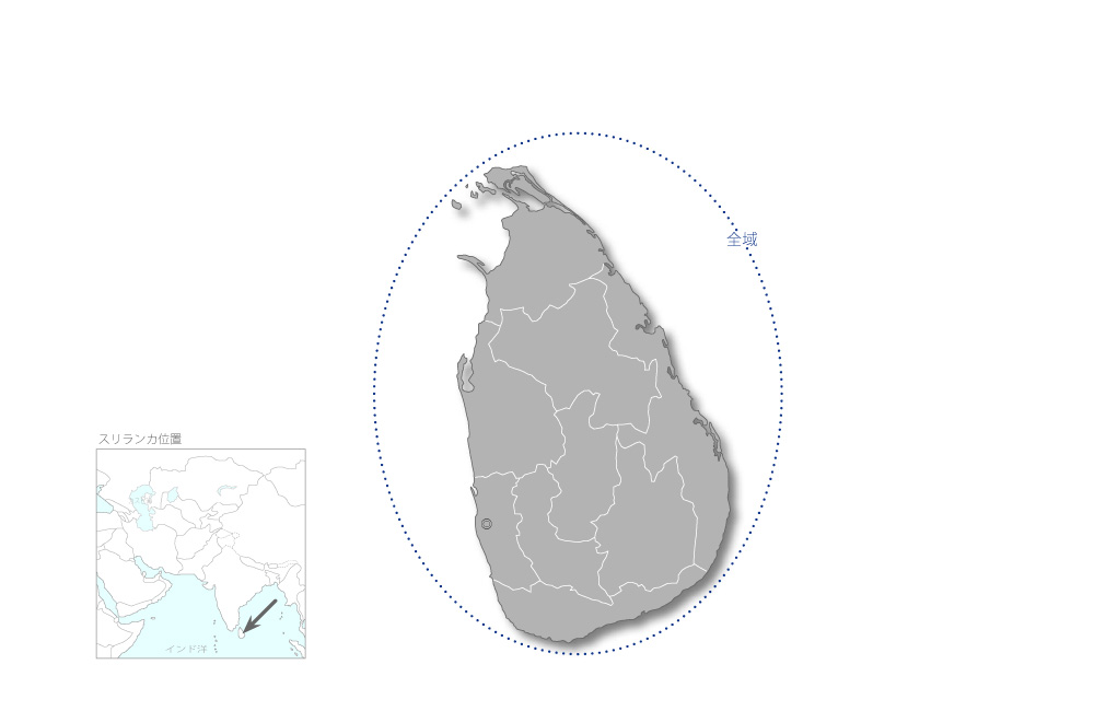 全国廃棄物管理支援センター能力向上プロジェクトの協力地域の地図