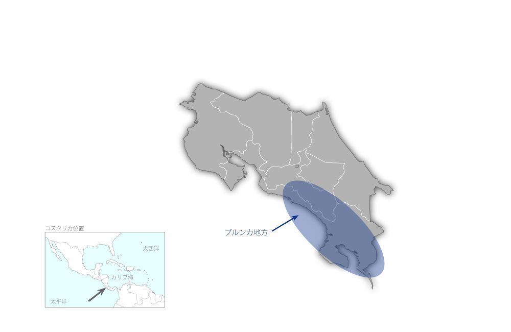 ブルンカ地方における人間の安全保障を重視した地域住民参加の総合リハビリテーション強化プロジェクトの協力地域の地図