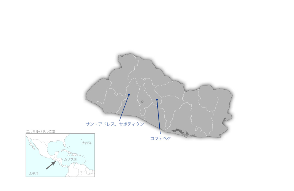 農業技術開発普及強化計画プロジェクトの協力地域の地図