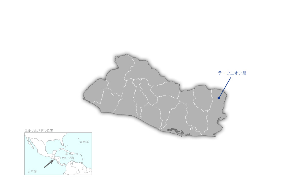 地方自治体廃棄物総合管理プロジェクトの協力地域の地図