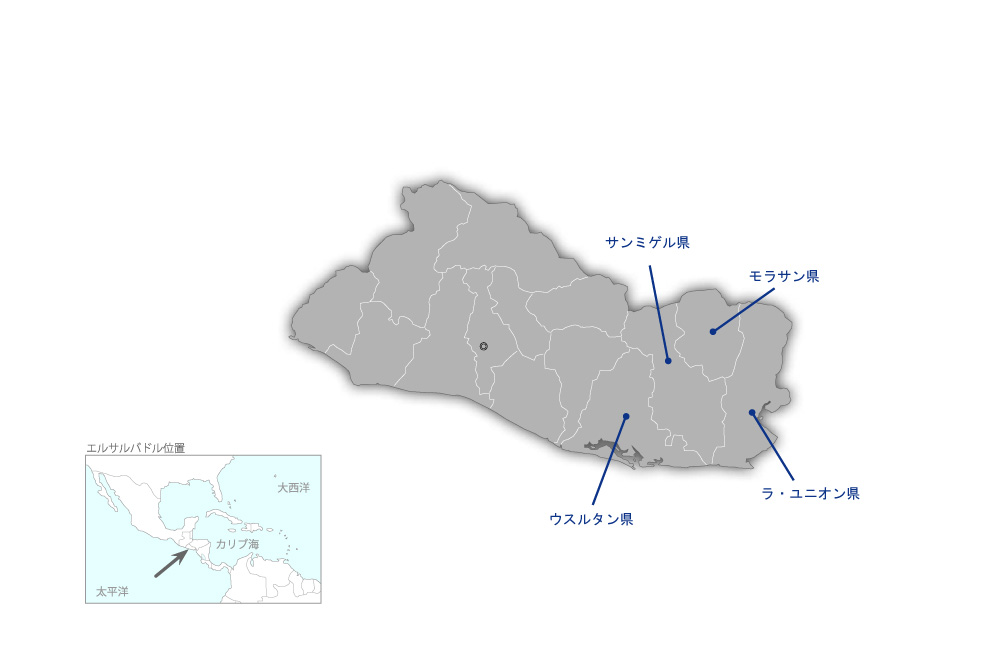 東部地域零細農民支援プロジェクトの協力地域の地図
