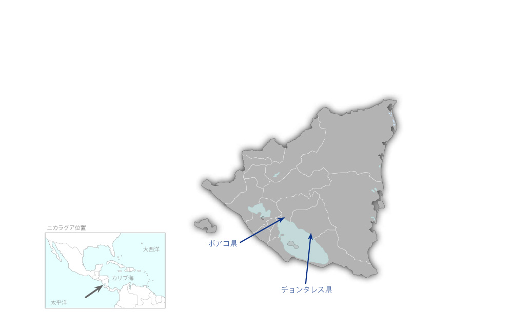 中小規模農家牧畜生産性向上計画プロジェクトの協力地域の地図