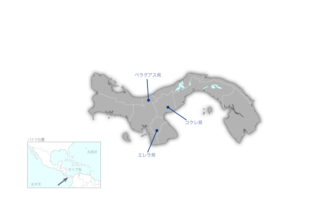 中山間地における持続的農村開発普及計画プロジェクトの協力地域の地図