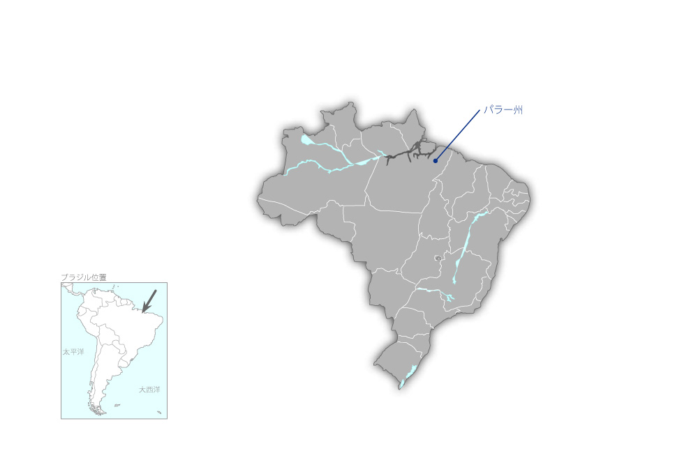 東部アマゾン森林保全・環境教育プロジェクトの協力地域の地図
