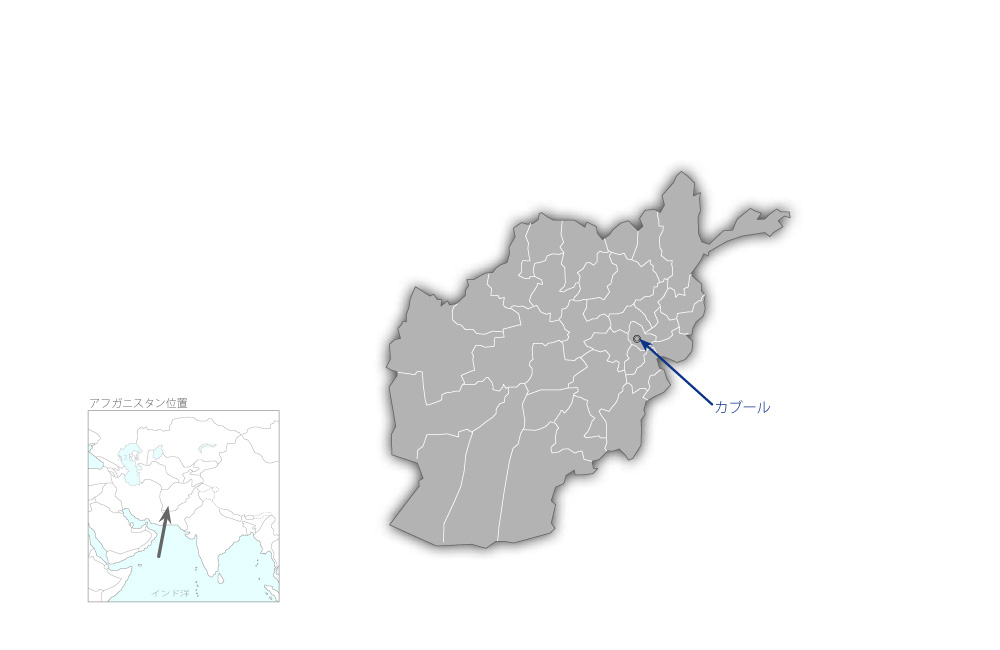 カブール市給水計画調査の協力地域の地図