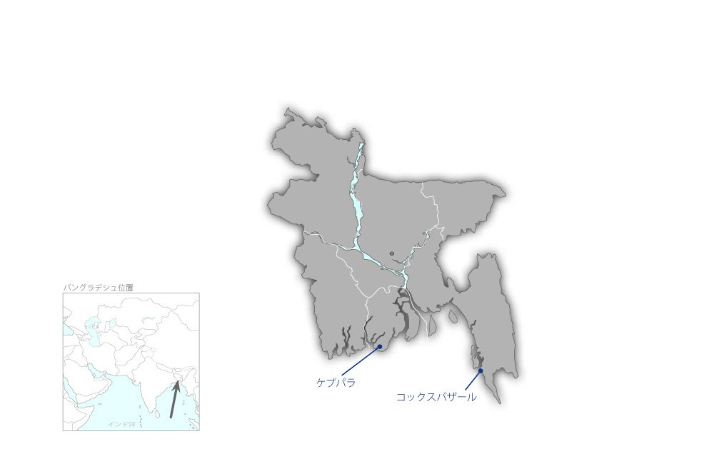 コックスバザール及びケプパラ気象レーダー整備計画（第2期）の協力地域の地図