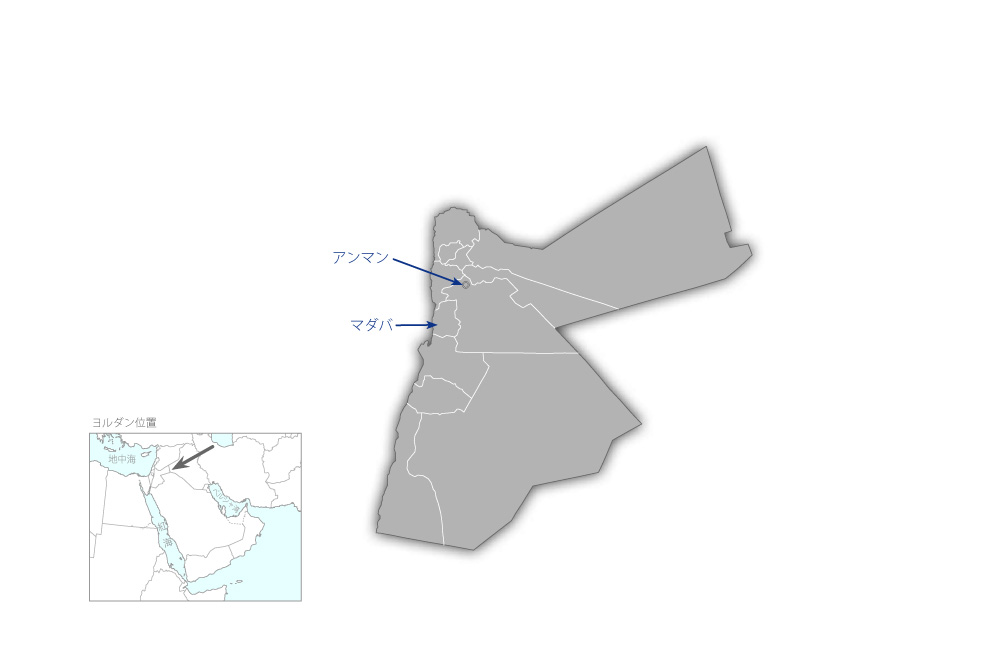 無収水対策能力向上プロジェクトの協力地域の地図