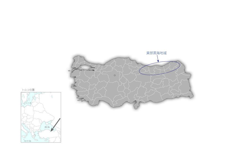 東部黒海地域営農改善プロジェクトの協力地域の地図