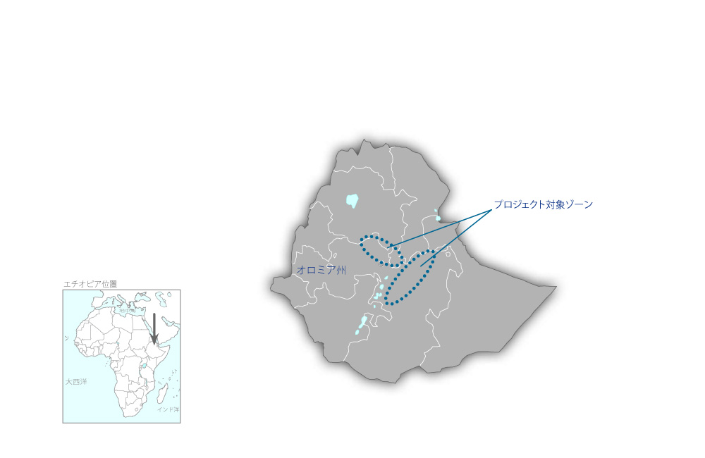 住民参加型基礎教育改善プロジェクトの協力地域の地図